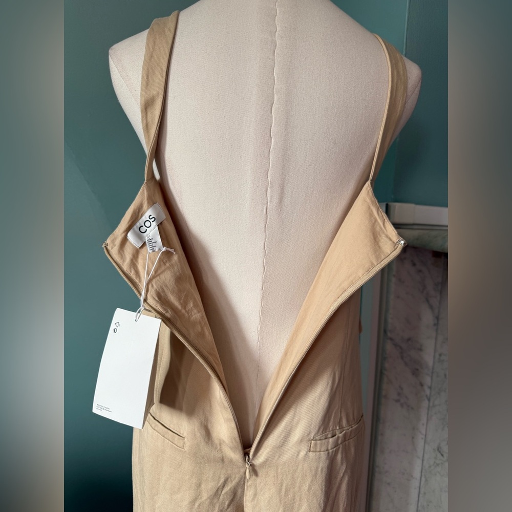 COS Tan Twist Front Wide Leg Jumpsuit Khaki Size 4 NWT Elegant Chic - Picture 14 of 15
